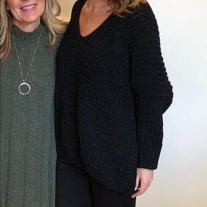 VICI Noel Cable Knit Chenille Sweater - Black - Small